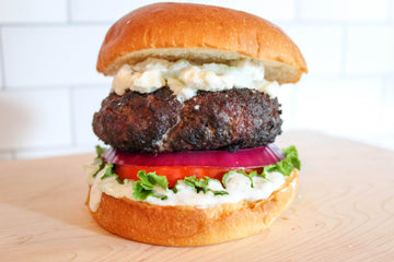Greek Lamb Burger with Tzatziki