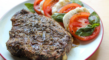 Grilled Shoulder Steaks with Caprese Salad